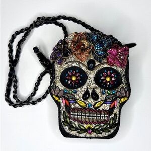 Mary Frances Beaded Sugar Skull Day of the Dead Crossbody Purse